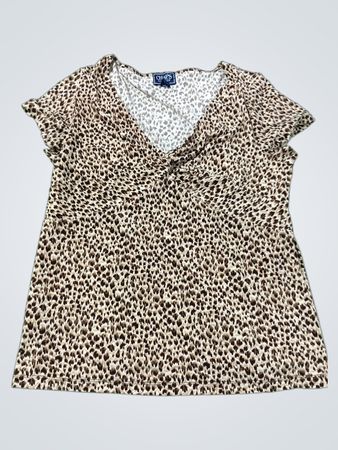 Chaps Classics Leopard Print V-Neck Top