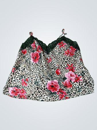 Linea Donatella Leopard Floral Lace Trim Cami