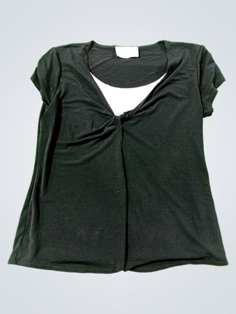 DANIEL LAURENT Black Twist Front Layered Top