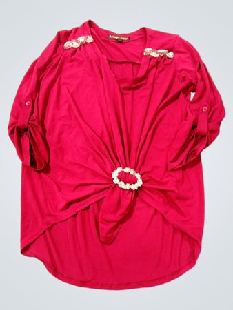 Always Indigo Haut tunique rouge à embellissements avec lien à l'avant pour femmes