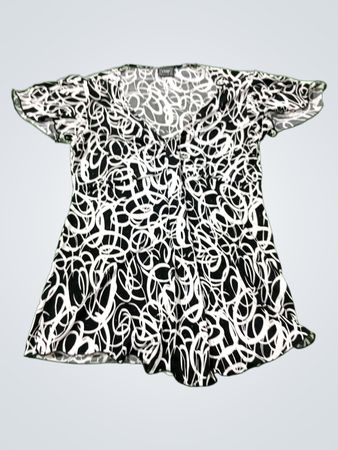 VAMP Damen Schwarzes & Weißes Wirbelmuster Kurzarm-Top