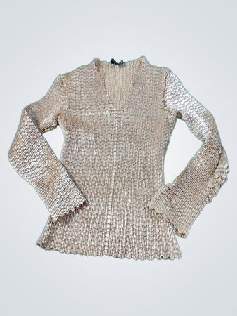 SIMON CHANG Crinkle Long Sleeve Top