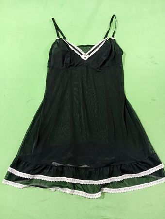 Black negligee with white trim