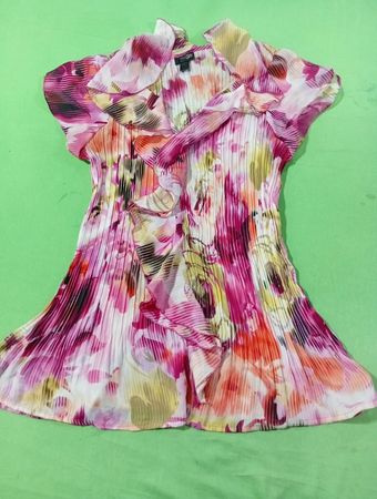 east5th Damen Floral Plissee Rüschenbluse