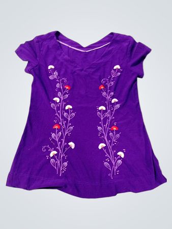 T-shirt violet avec broderie florale