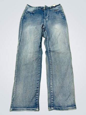 Jeans en denim bleu avec poches arrière décoratives