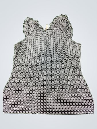 Frauen Schwarzes & Weißes Geometrisches Print Ärmelloses Top von Susan L. Rence