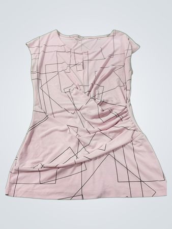 Pink dress with black geometric print