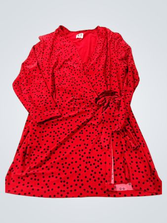 Robe portefeuille à pois rouges Anne Klein