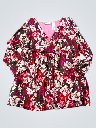 Liz & Co. Floral Print V-Neck Blouse