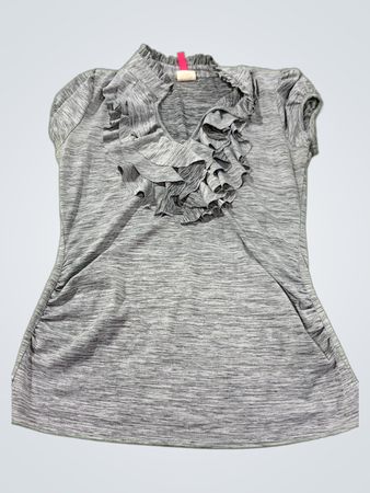 Grey Heathered Ruffled Top