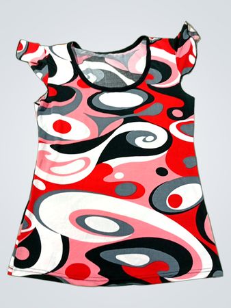 Mädchen ärmelloses Kleid mit abstraktem Wirbelmuster