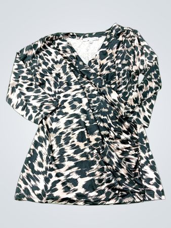LARRY LEVINE Leopard Print Ruched Dress