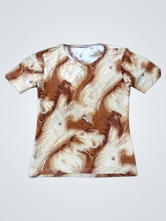 T-shirt à manches courtes avec motif de plumes
