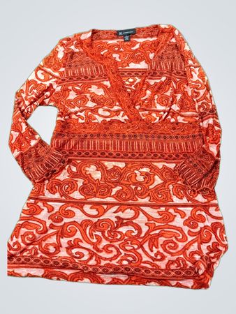 Tunique à col en V imprimé cachemire orange pour femmes INC International Concepts