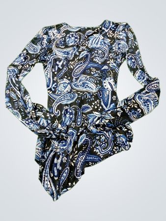 Venus Blue Paisley Print Wrap Top with Tassels