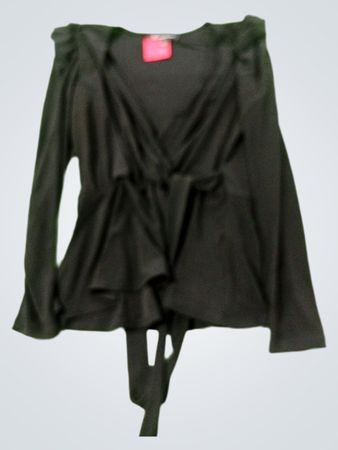 INC International Concepts Schwarzes Langarm-Wickel-Peplum-Oberteil