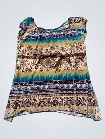 Agenda Paisley Print Tunika-Top mit gebundenem Bund