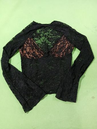 Black Lace Top with Bronze Underlayer