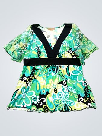 Notations Floral Print V-Ausschnitt Top