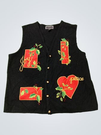 Grandview Black Joy Peace Christmas Vest