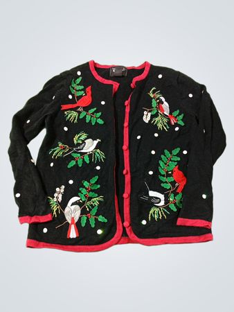 Studio Originals Joy Schwarzer Cardigan mit Vogelstickerei