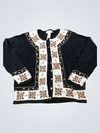 Dressbarn Bestickter Button-Up Cardigan