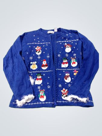 Blauer Schneemann Hässlicher Weihnachtspullover