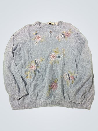 Alfred Dunner Damen hellblauer bestickter Pullover