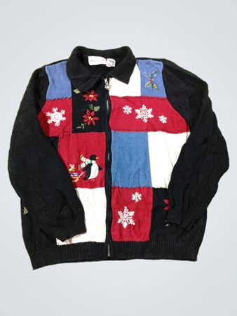 Alfred Dunner Damen Patchwork Weihnachtspullover