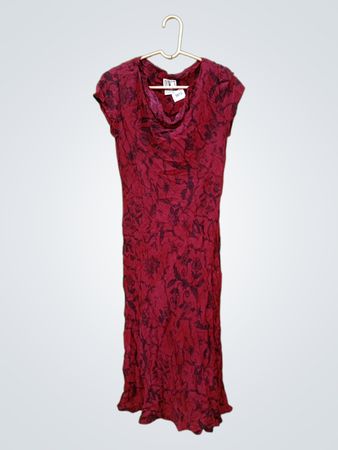 DW3 für David Warren Burgunderfarbenes Blumenmusterkleid