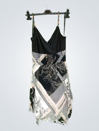 Suzi Chin Maggy Boutique Schwarz-Weiße Gemusterte Kleid