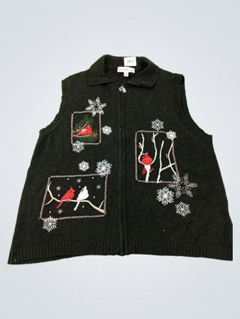 Southern Lady Black Cardinal und Snowflake bestickte Weste