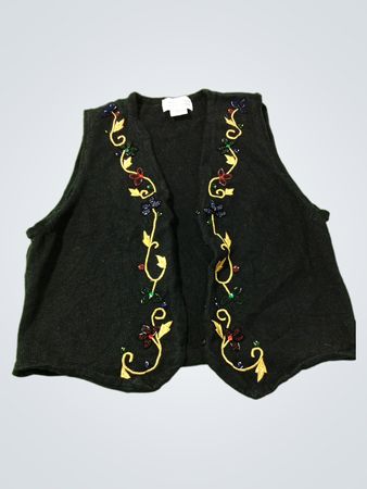 Haberdashery von Leslie Fay Sportswear Schwarz Bestickte Weste