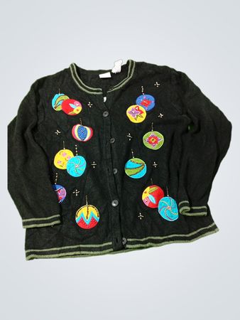 Bobbie Brooks Schwarze Weihnachtsornament-Cardigan