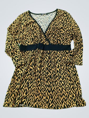 HIATUS Damen Bedrucktes V-Ausschnitt Faux Wrap Kleid