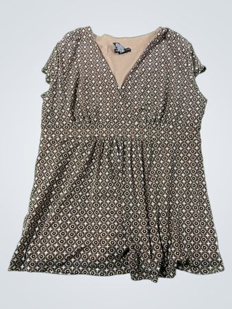 New York & Company Damen Bluse mit braunem geometrischen Muster Größe L