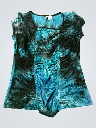 Sami & Jo Blau Floral Raffung Top