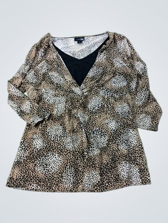 east5th PETITE Leopardenmuster V-Ausschnitt Oberteil