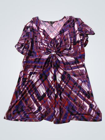 Daisy Fuentes Damen V-Ausschnitt Twist Front Print Tunika Top