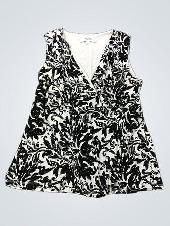 JONES STUDIO SEPARATES Damen Schwarze und Weiße Blumenmuster Ärmelloses Wickeloberteil Größe L