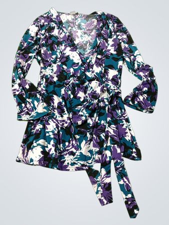 Jaclyn Smith Collection Florales Druck Langarm Wickelkleid