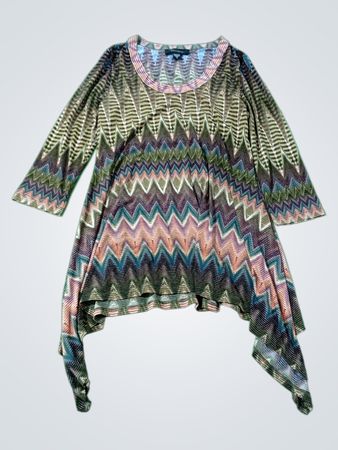 Karen Kane Damen Zigzag-Druck Asymmetrisches Tunika-Top