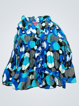 Sunny Leigh Damen Blaue Grüne Weiße Schwarze Pünktchen Volantbluse
