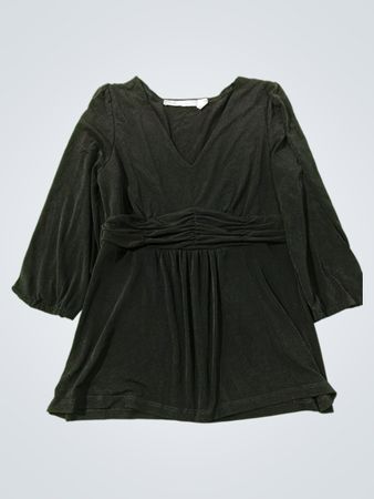 Ny Collection Petite Schwarzes V-Ausschnitt Raffung Taille Top