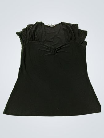 Schwarzes Suzi Fox Cap Sleeve V-Ausschnitt Rafftop
