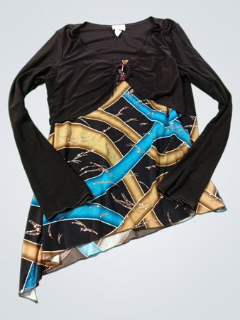 La Khaki Damen Braun Druck Langarmtop