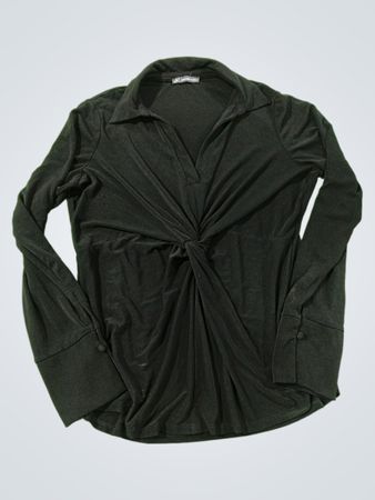 Adrianna Papell Schwarzes Twisted Front Kragenhemd