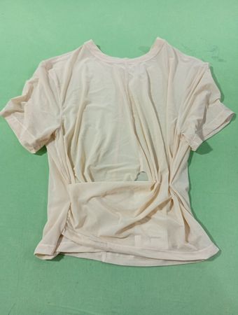 Lululemon Damen leicht pinkes transparantes gerafftes T-Shirt