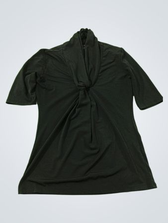 GRACE Black Twist Front Mock Neck Top